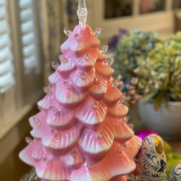 14" Lit Nostalgic --Safe Acrylic! Tree-NEW- Gorgeous Kitch Retro! - Picture 5 of 16